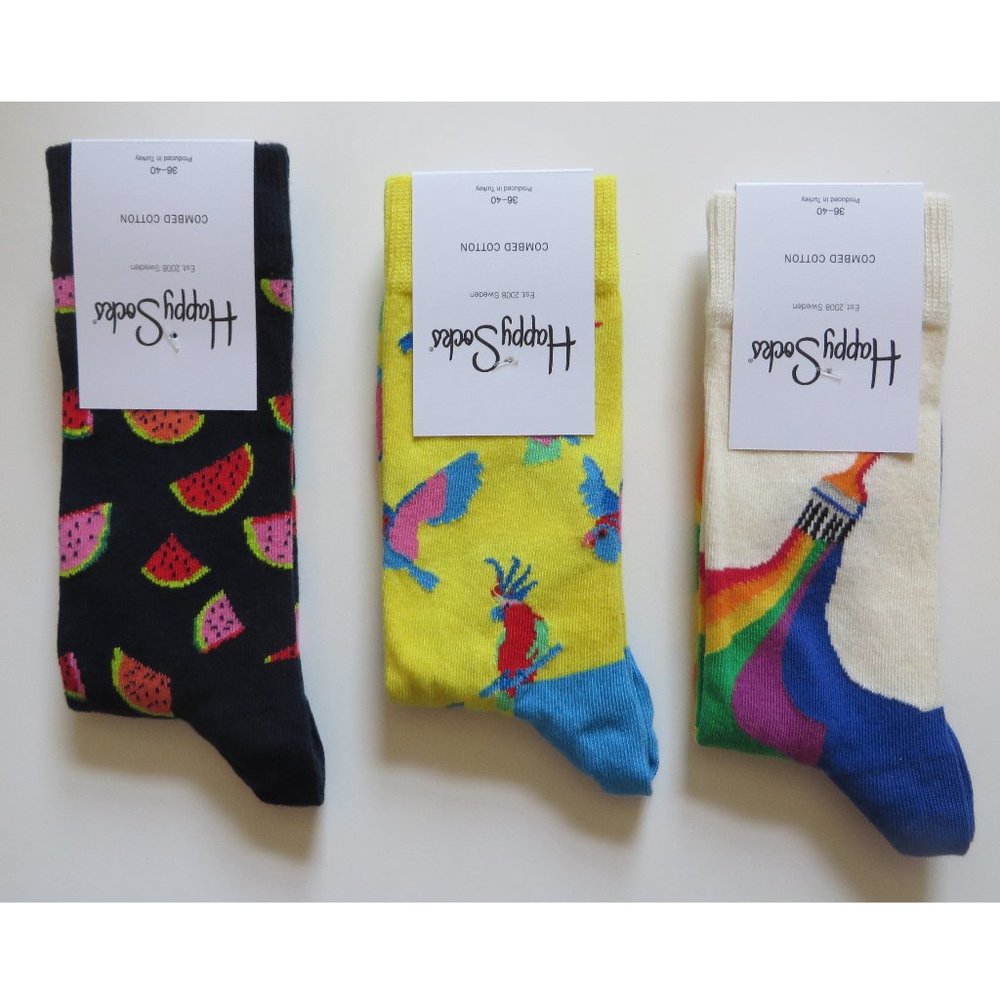 NWT Happy Socks Women Adults 3-Pack Mix Color - V1